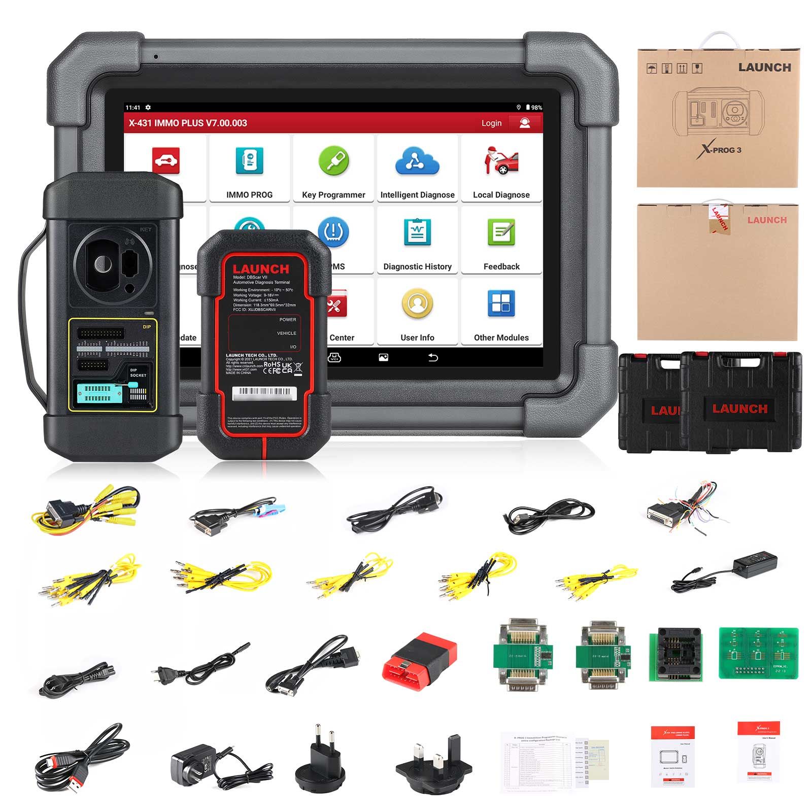 LAUNCH X431 IMMO PLUS Key Programmer with X-prog3 IMMO ECU Diagnostics 3-in-1 Supports ECU Coding, MQB RH850 BMW BDC2 Add Key
