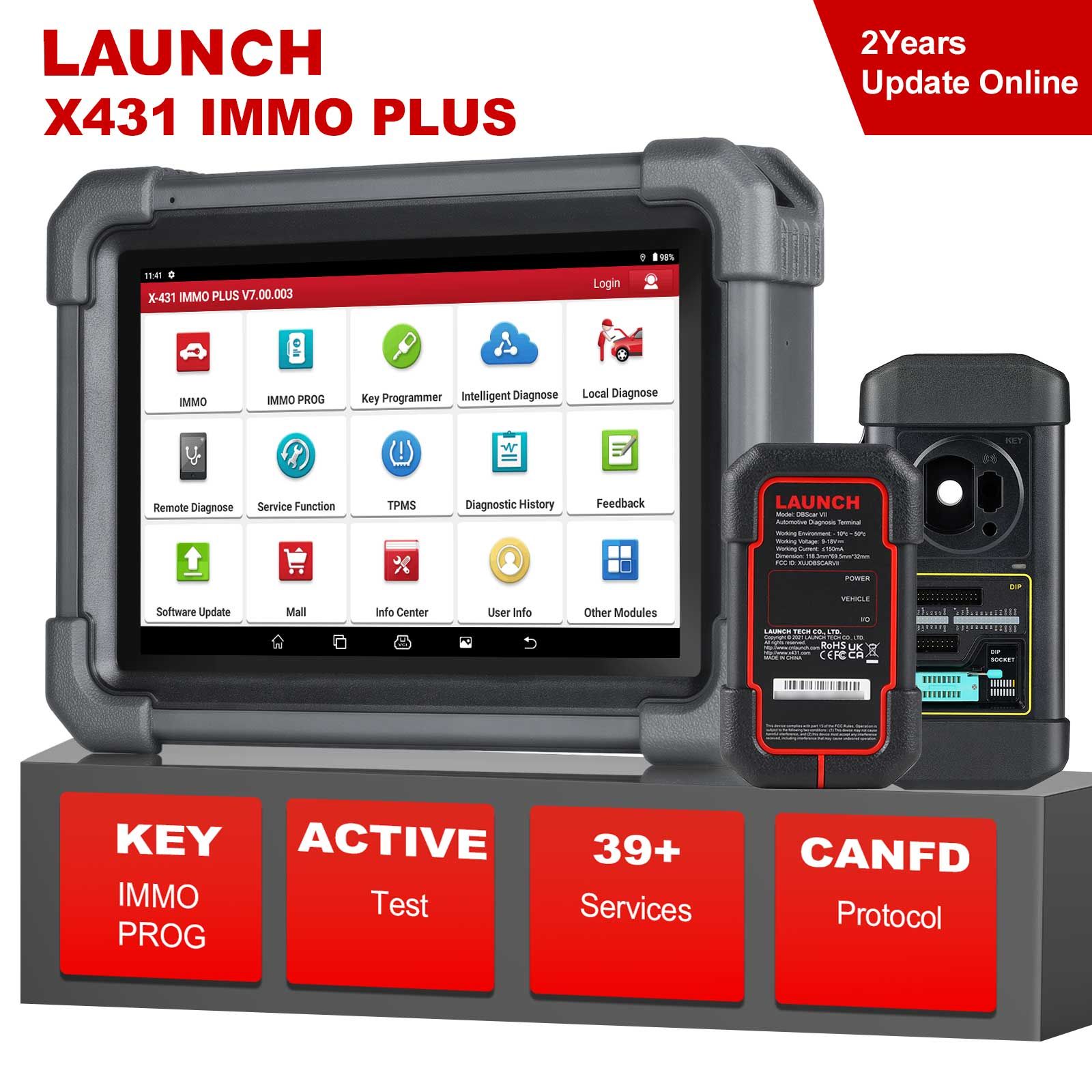 LAUNCH X431 IMMO PLUS Key Programmer with X-prog3 IMMO ECU Diagnostics 3-in-1 Supports ECU Coding, MQB RH850 BMW BDC2 Add Key