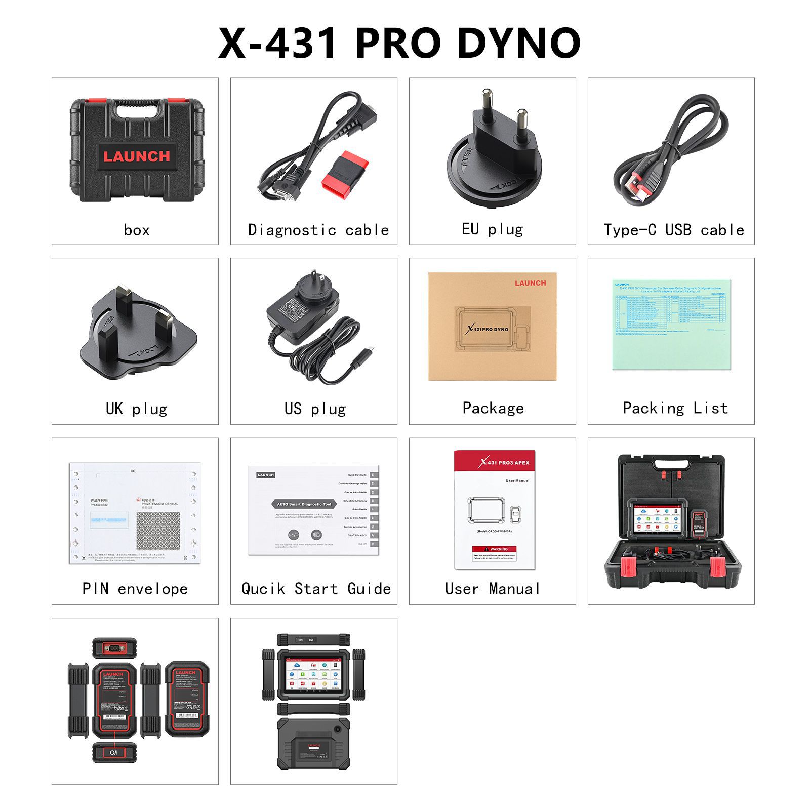 2024 Launch X431 PRO Dyno Bidirektionale Diagnose Scanner Unterstützung 37+Special Functions TPMS ADAS und CAN FD DoIP Global Version