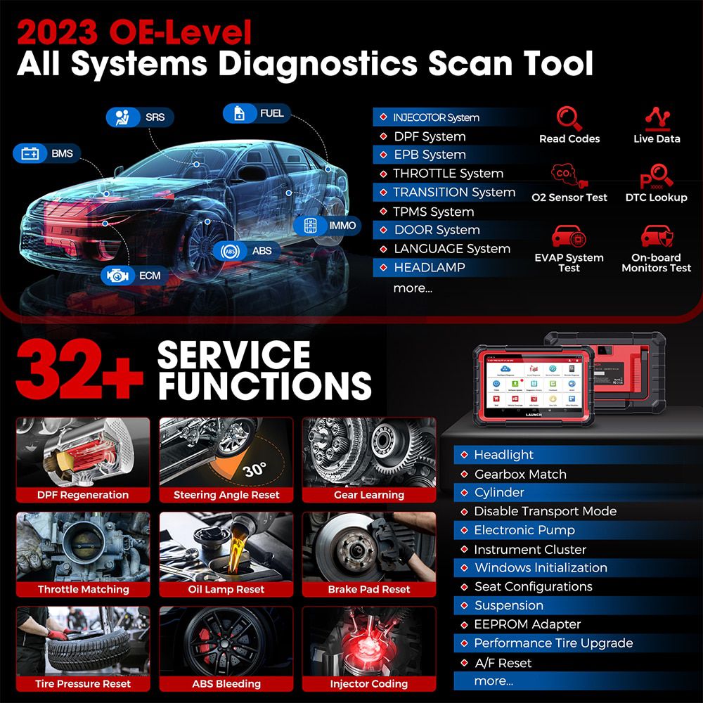 2023 Launch X431 Pro Elite Auto Diagnose Tools, bidirektionales Scan Tool, 31+ Zurücksetzen CAN FD/DOIP ECU Coding PK X431 V V4.0 OBD2