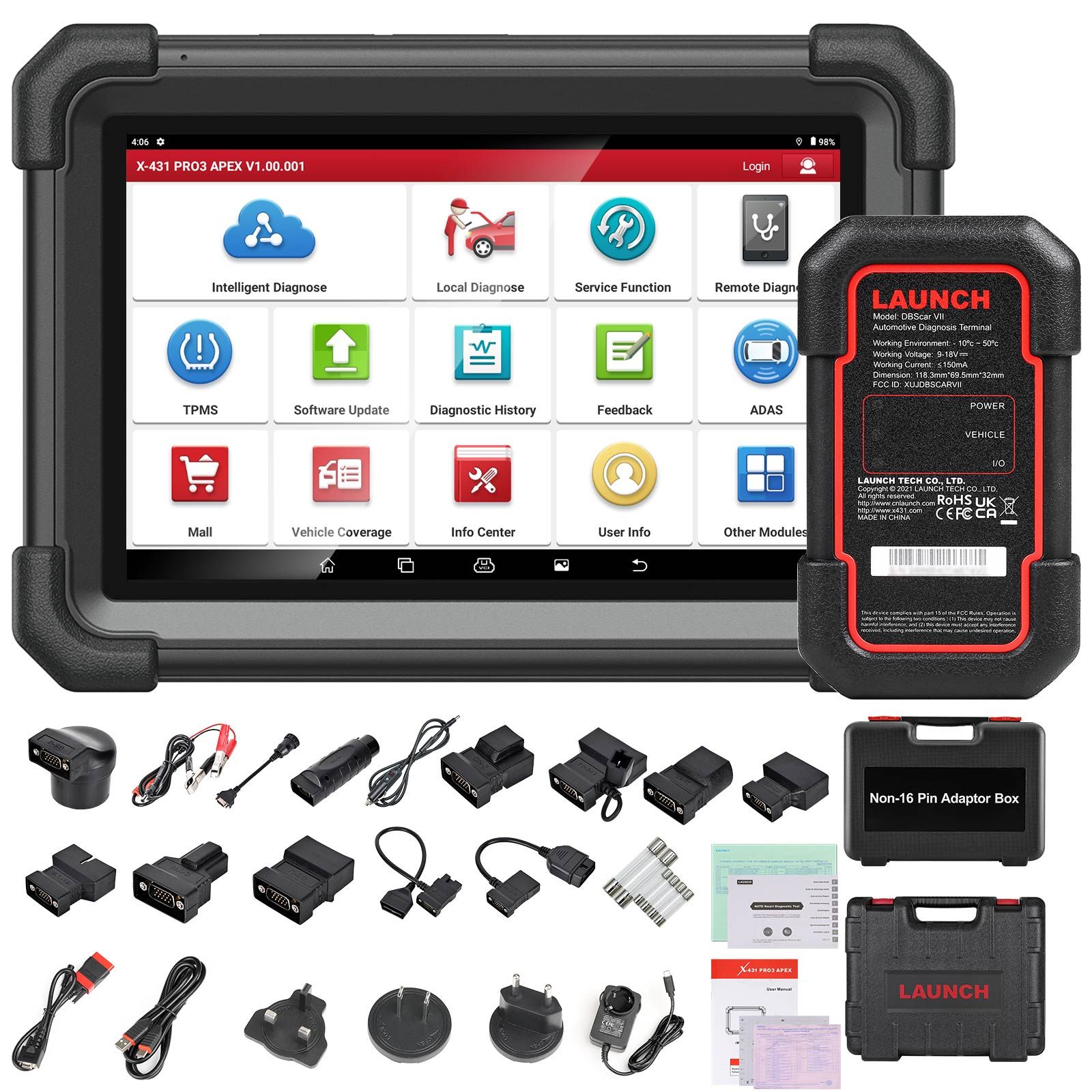 LAUNCH X431 PRO3 APEX Diagnostic Scanner Support Topology Map Online Coding CAN FD & DoIP HD Truck Scan with 37+Services