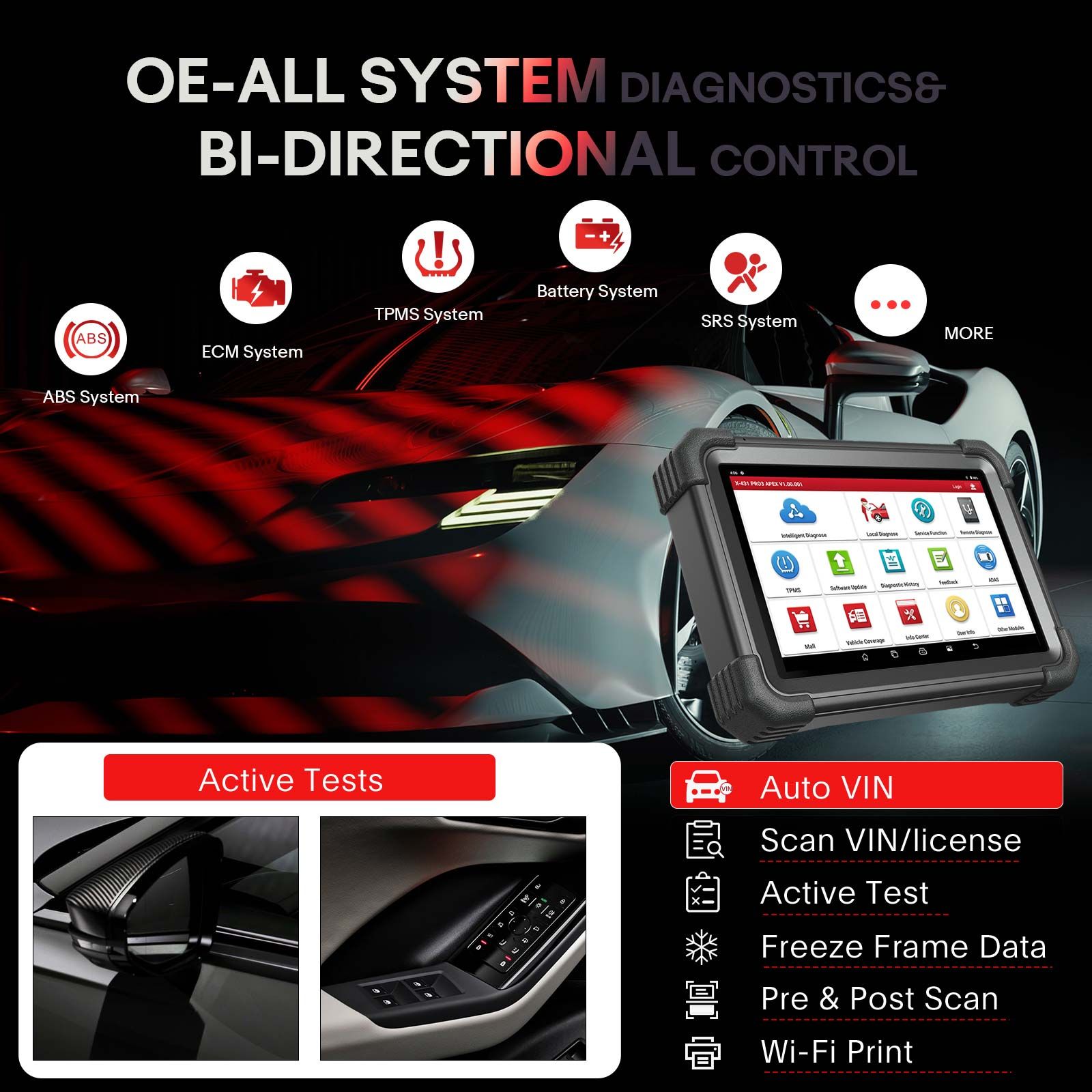 LAUNCH X431 PRO3 APEX Diagnostic Scanner Support Topology Map Online Coding CAN FD & DoIP HD Truck Scan with 37+Services