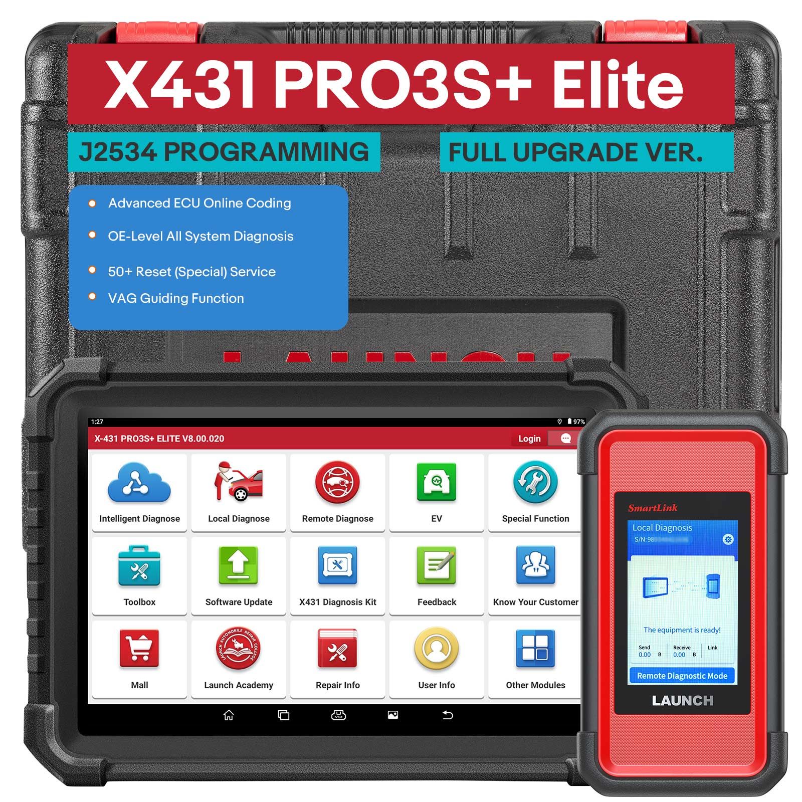 2025 LAUNCH X431 PRO3S+ Elite All-in-One Bidirectional Scan Tool with SmartLink 2.0 Support Topology Map, 60+Service CANFD/DoIP/D-PDU