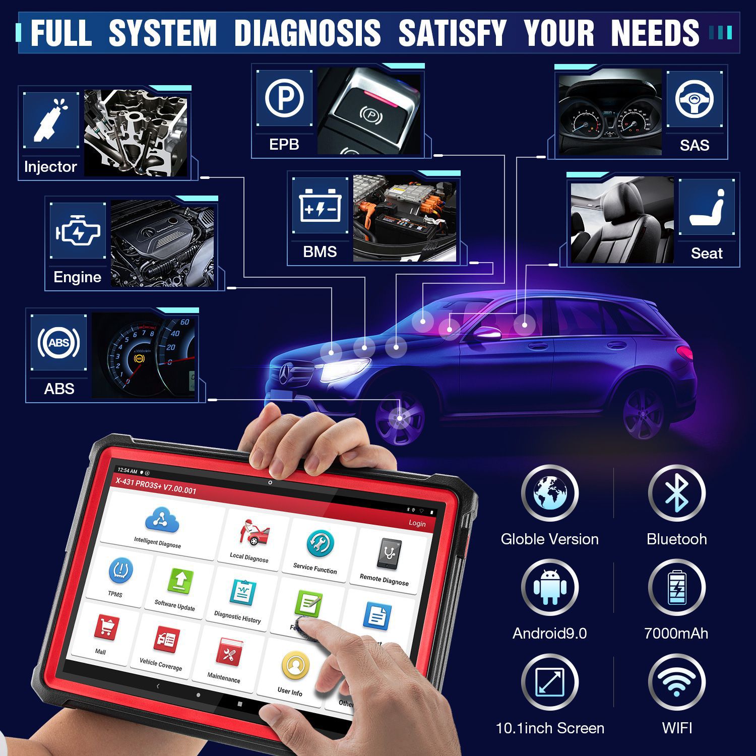 LAUCH X431 Pro3s Plus OBD2 Diagnostic Scanner Automotive Auto Diagnostic Tool Car Code Reader X431 PRO ECU Coding