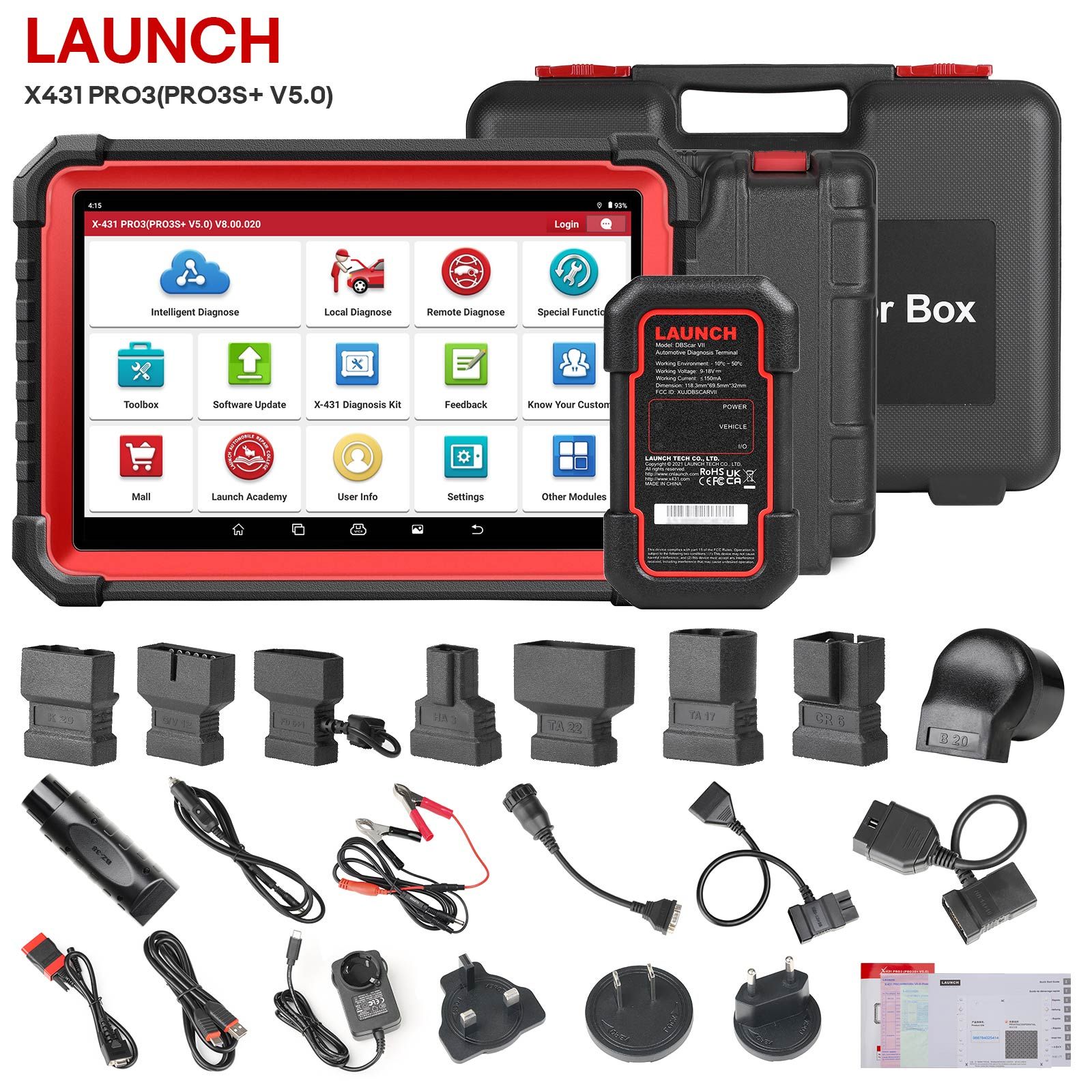 LAUNCH X431 PRO3S+ V5.0 Bi-Directional Scan Tool, 37+ Reset Service, OE-Level Full System Bluetooth Diagnostic Scanner, ECU Coding