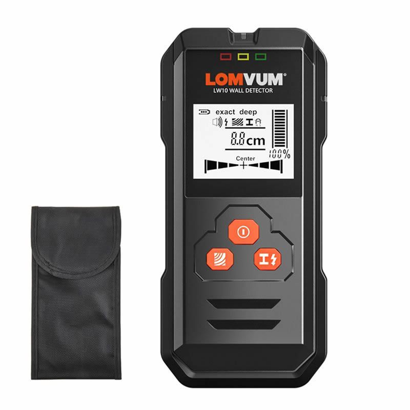 LOMVOM Metalldetektor Backlit Black AC Wood Finder Kabeldraht Tiefe Tracker Uneground Sturs Wall Scanner LCD Display Beep