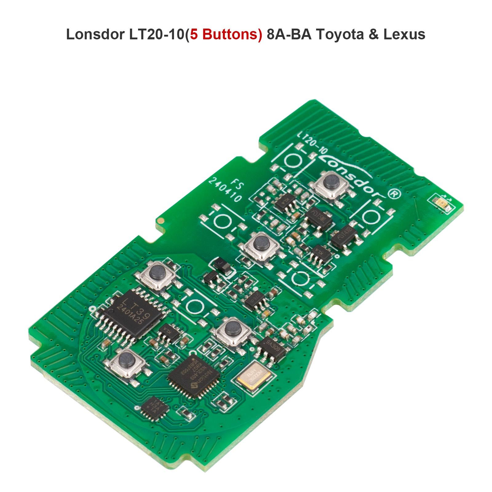 Lonsdor LT20-10 Universal Smart Remote PCB All-in-One Board for Toyota/Lexus 8A-BA 4/5/6 Buttons Switchable Frequency