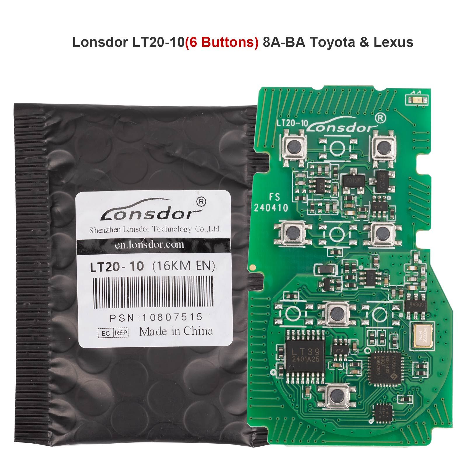 Lonsdor LT20-10 Universal Smart Remote PCB All-in-One Board for Toyota/Lexus 8A-BA 4/5/6 Buttons Switchable Frequency