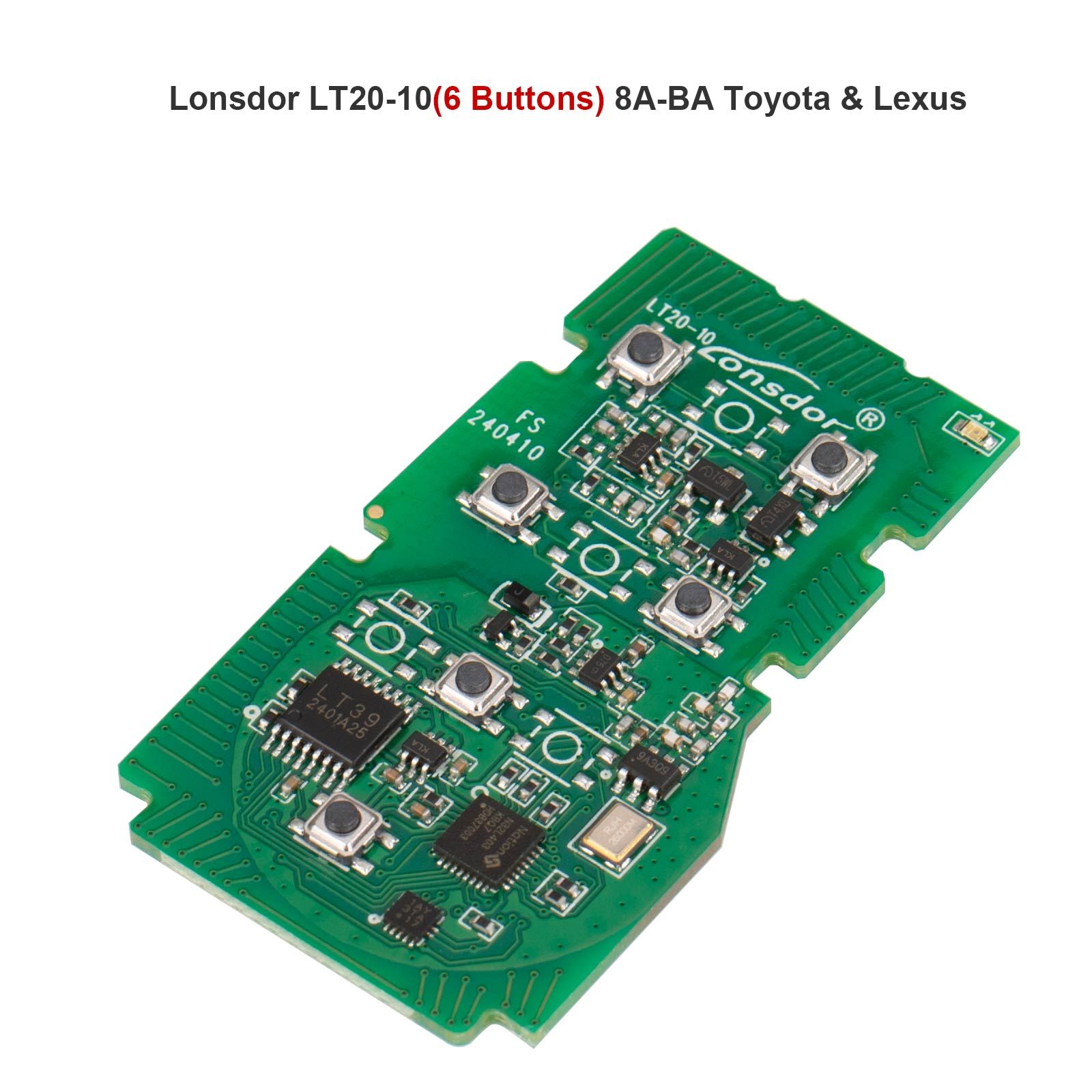 Lonsdor LT20-10 Universal Smart Remote PCB All-in-One Board for Toyota/Lexus 8A-BA 4/5/6 Buttons Switchable Frequency