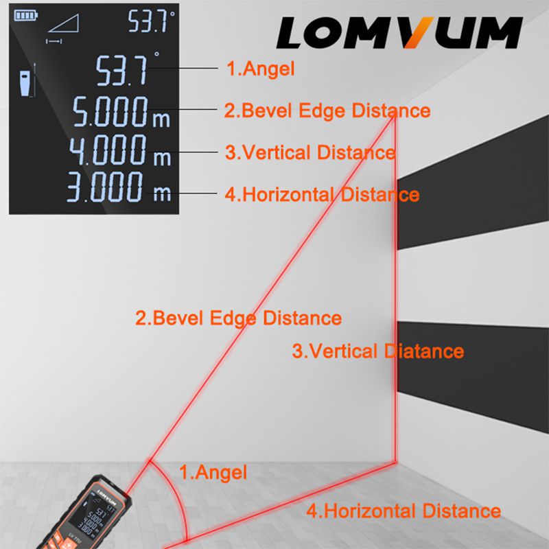 LOMVUM Laser Range Finder LV66U Auto Level Distance Meter Elektronische Analyse Messinstrument Rangefinder 40m 80m 100m120m