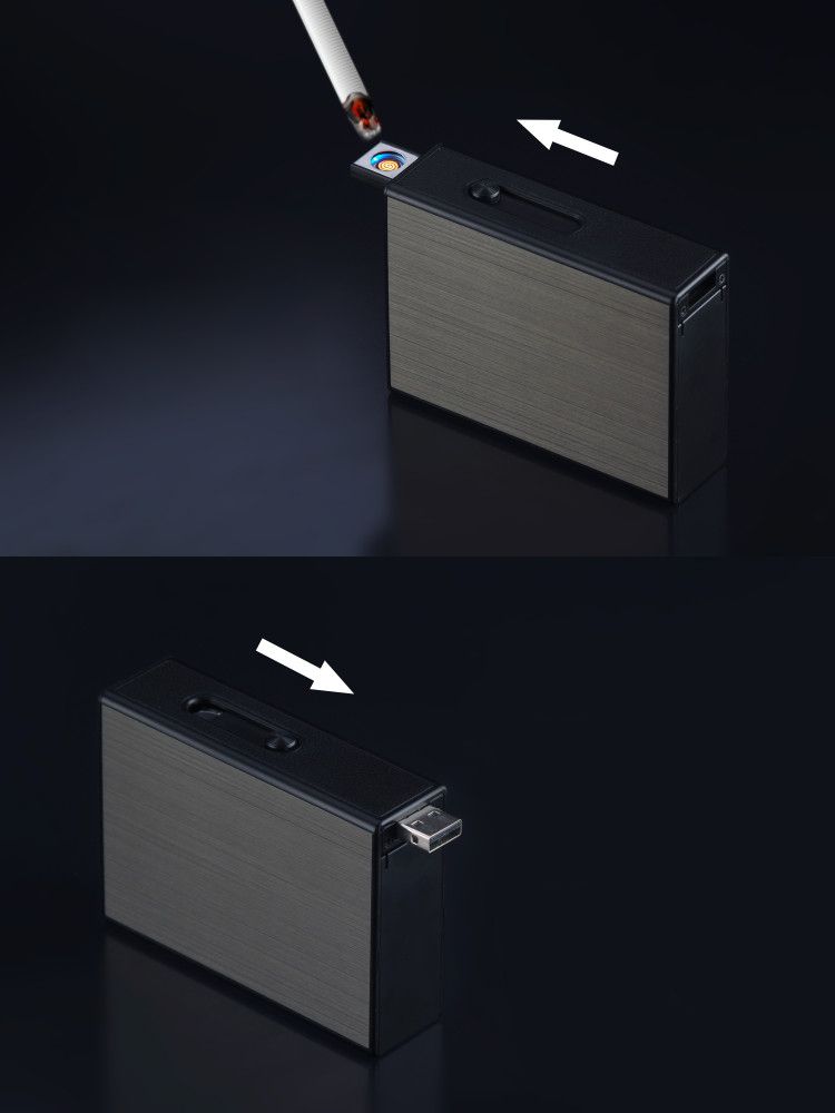 V707 Behälter für MetallCigaretten mit USB Rechargeable Electronic Lighter
