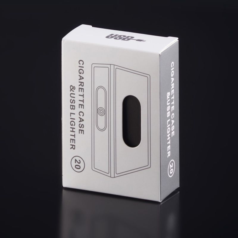 Metall -Zigarettenschachtel Full Pack 20 Regular Cigarettes Box mit flamenlosen Winddichten USB Rechargeable Electronic Lighter