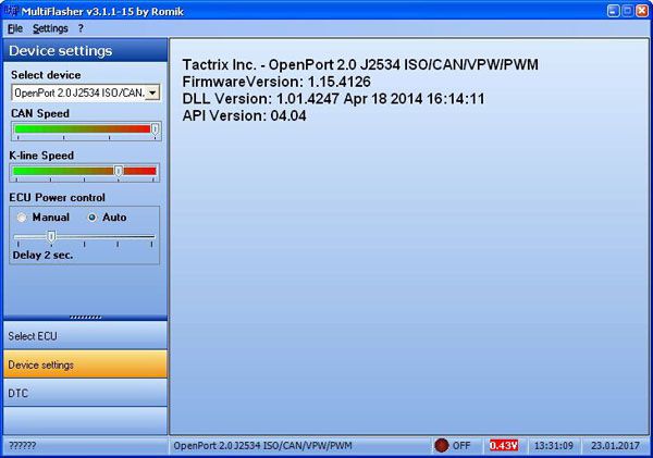 MultiFlasher ECU Chip Tuning Software für Hyundai Kia unterstützt J2534 OpenPort 2.0