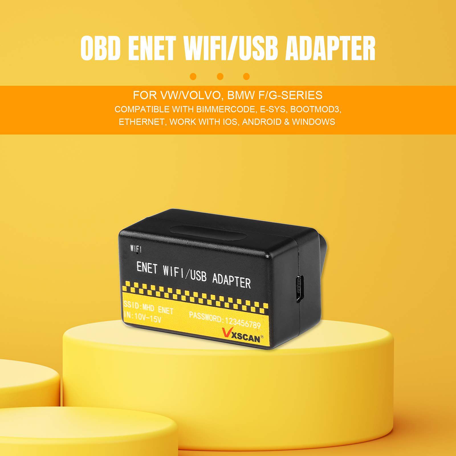 2023 OBD ENET WIFI/USB Adapter DOIP Für VW/VOLVO BMW F/G-Serie Kompatibel mit BimmerCode E-SYS Bootmod3 Ethernet Arbeiten mit iOS Android für Windows