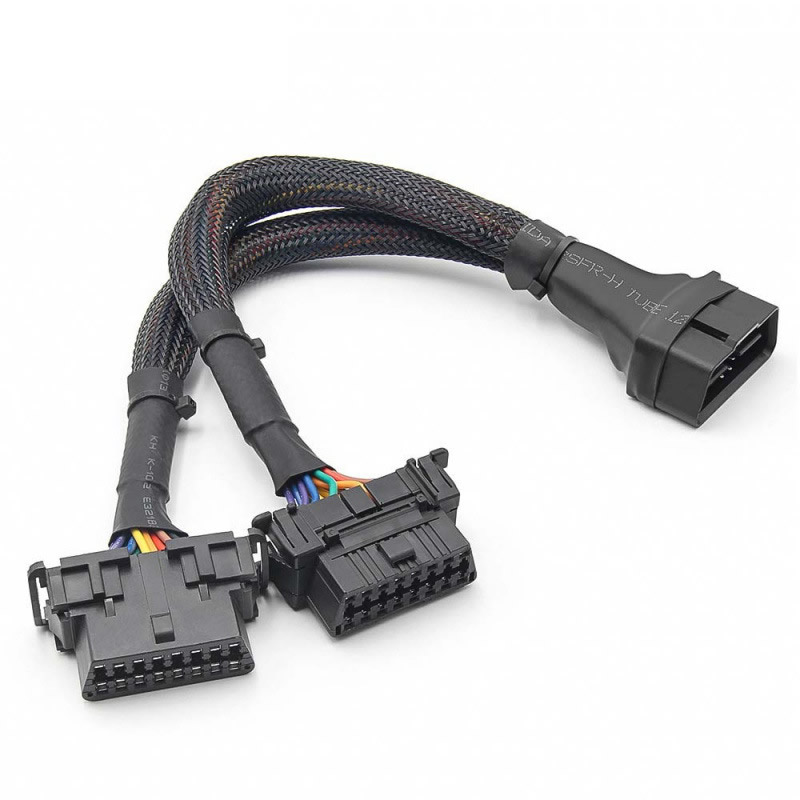 OBD2 Splitter 16 Pin OBD II Splitter Erweiterung 1x männlich und 2x weiblich Erweiterung 30cm Autocode Leser OBD Adapterkabel
