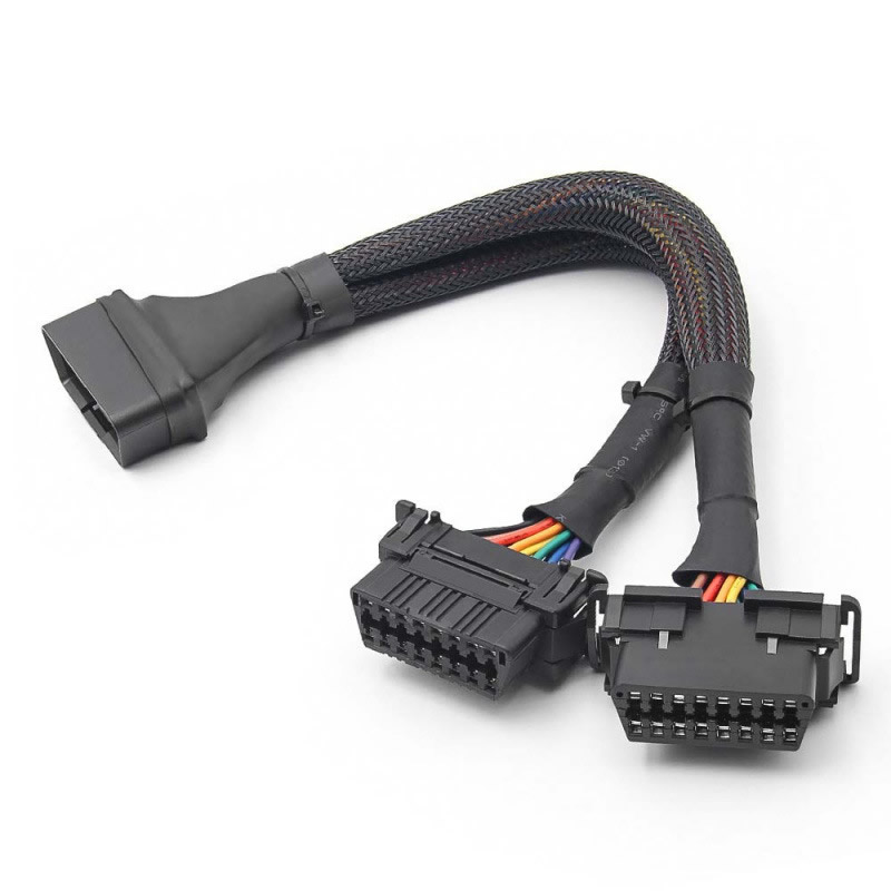 OBD2 Splitter 16 Pin OBD II Splitter Erweiterung 1x männlich und 2x weiblich Erweiterung 30cm Autocode Leser OBD Adapterkabel