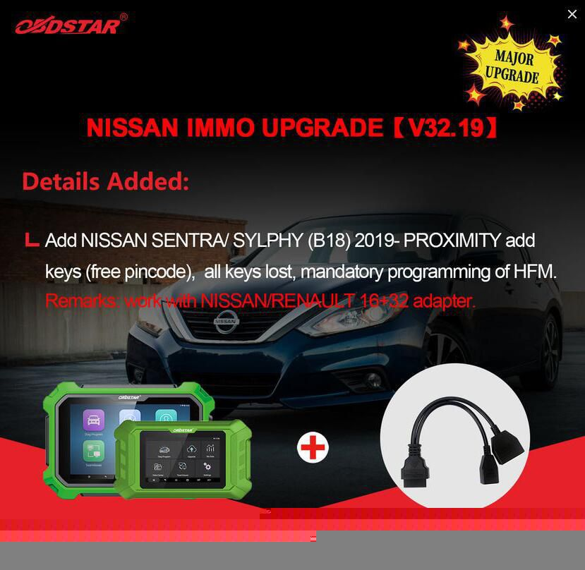 OBDSTAR 16+32 Adapter for Renault and Nissan Work with X300 DP Plus