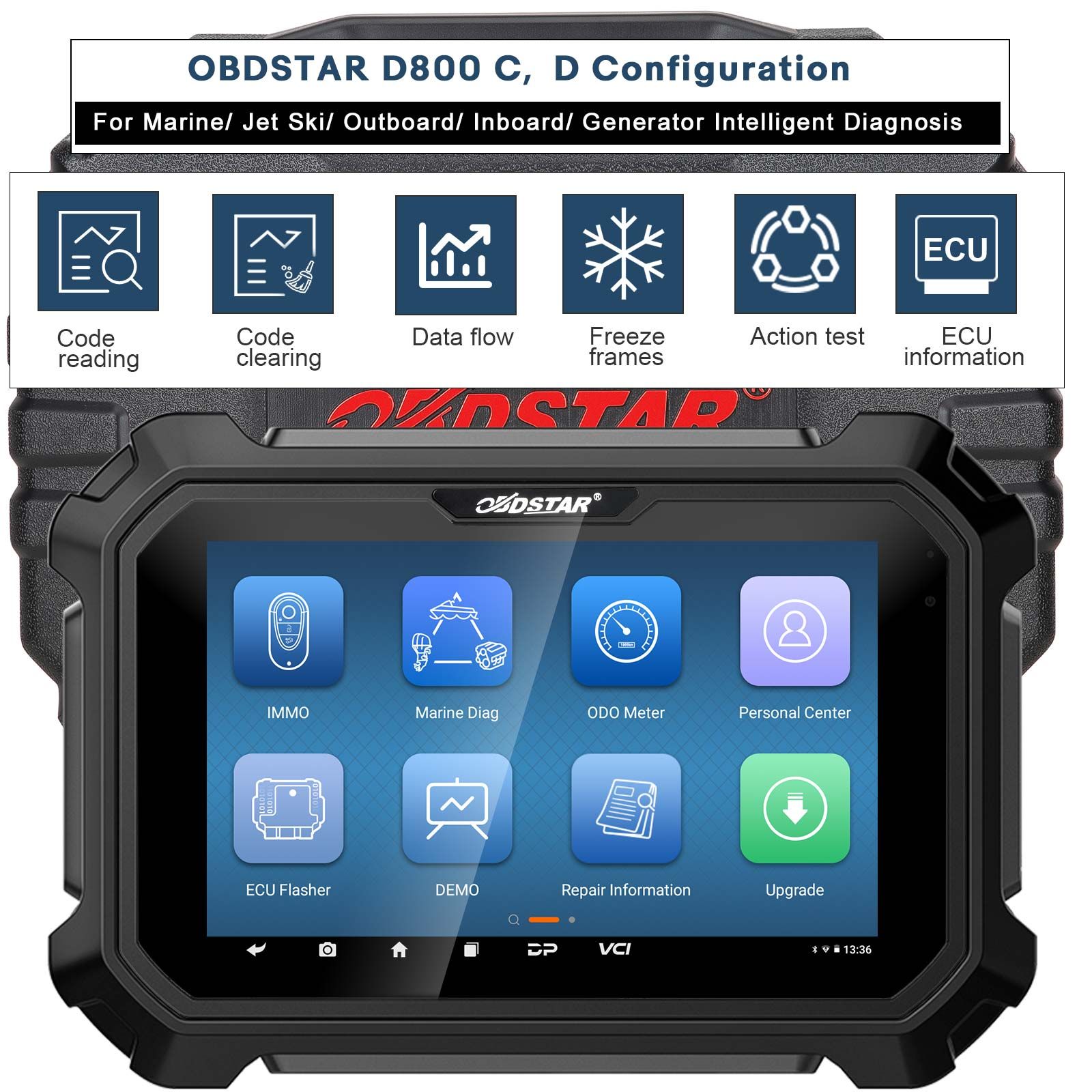 OBDSTAR D800 C + D Configuration for Marine/ Jet Ski/ Outboard/ Inboard/ Generator Intelligent Diagnosis
