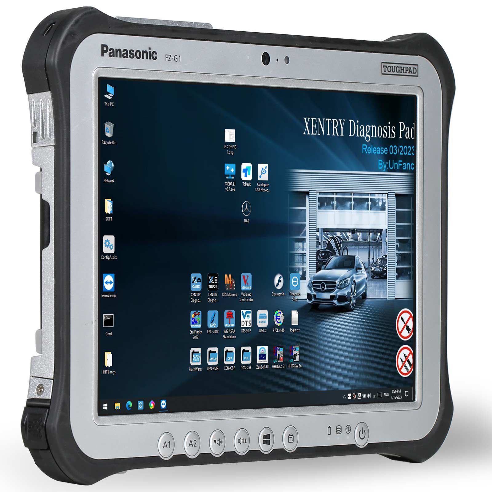 100% Original Panasonic FZ-G1 I5 3rd Generation Tablet 8G mit V2023.3 MB Star 256G SSD WIN10 64Bit einsatzbereit installiert