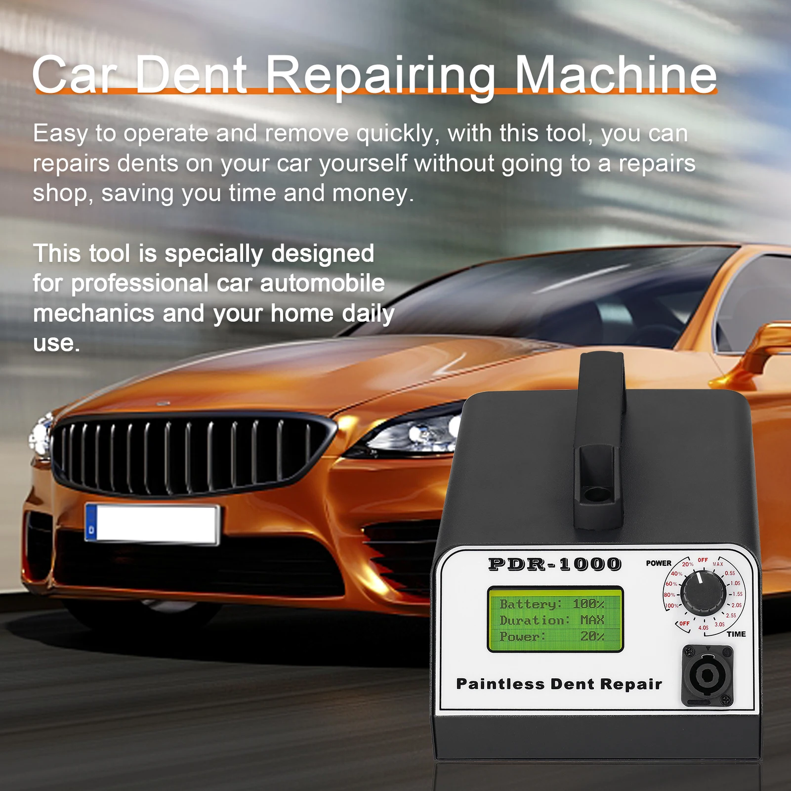 PDR-1000 Car Paintless Dent Repair Machine Auto Body Dent Repairing Device Time/Power Adjustable Portable Dents Remover Tool