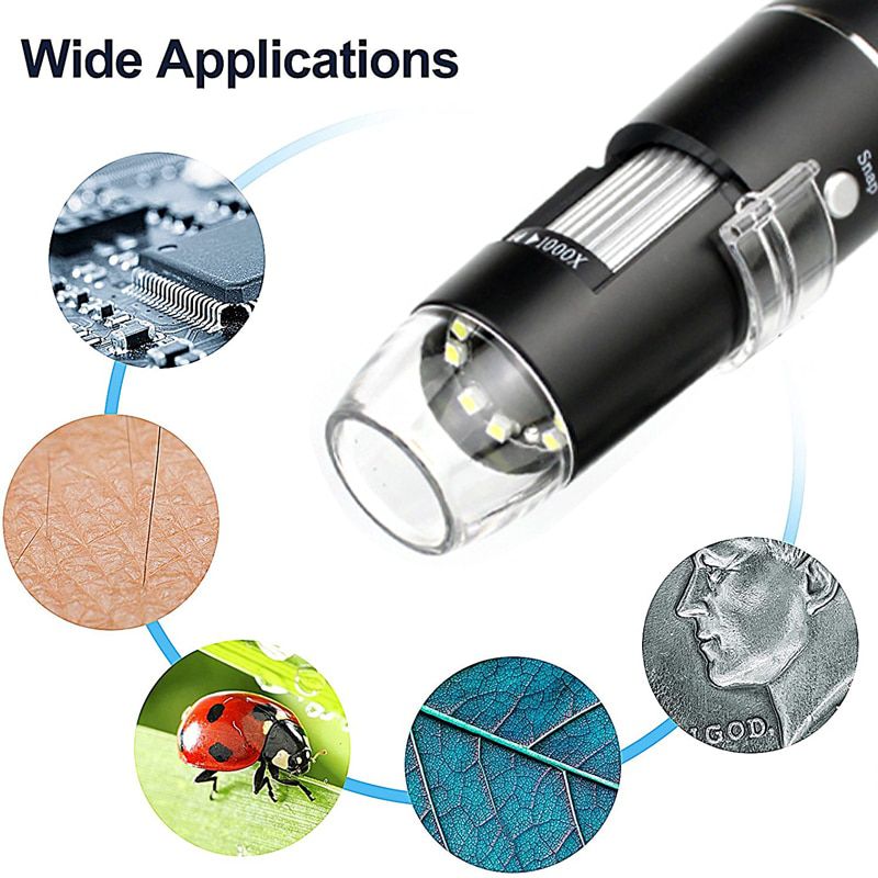 Professionelle USB Digital Mikroskop 1600X 8 LEDs 2MP Elektronisches Mikroskop Endoskop Zoom Kamera Lupe+ Lift Stand