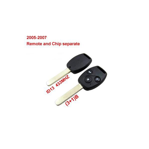Remote Key (3 +1) Button und Chip Separate ID:13 (433MHZ) Für 2005 -2007 Honda 10pcs/lot