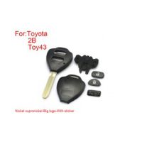 Remote Key Shell 2 Tasten Einfach Kupfer -Nickel Alloy Big Logo mit Sticker für Toyota Corolla 5pcs /lot schneiden