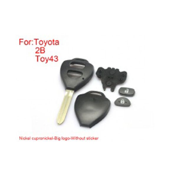 Remote Key Shell 2 Tasten Einfach Kupfer -Nickel Alloy Big Logo ohne Sticker für Toyota Corolla 5pcs /lot