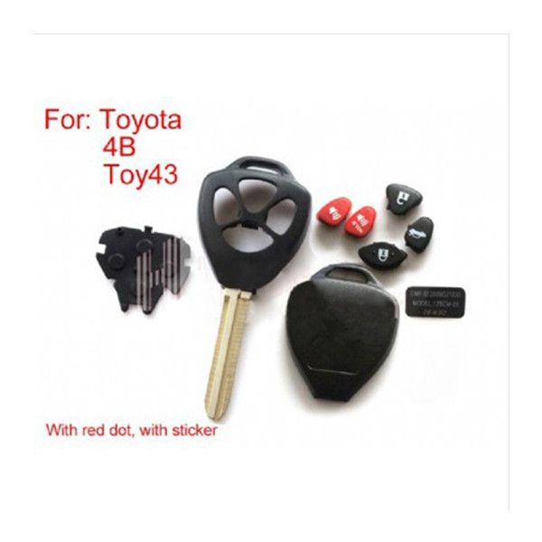Remote Key Shell 4 Knopf mit rotem Punkt für Toyota 5pcs /lot