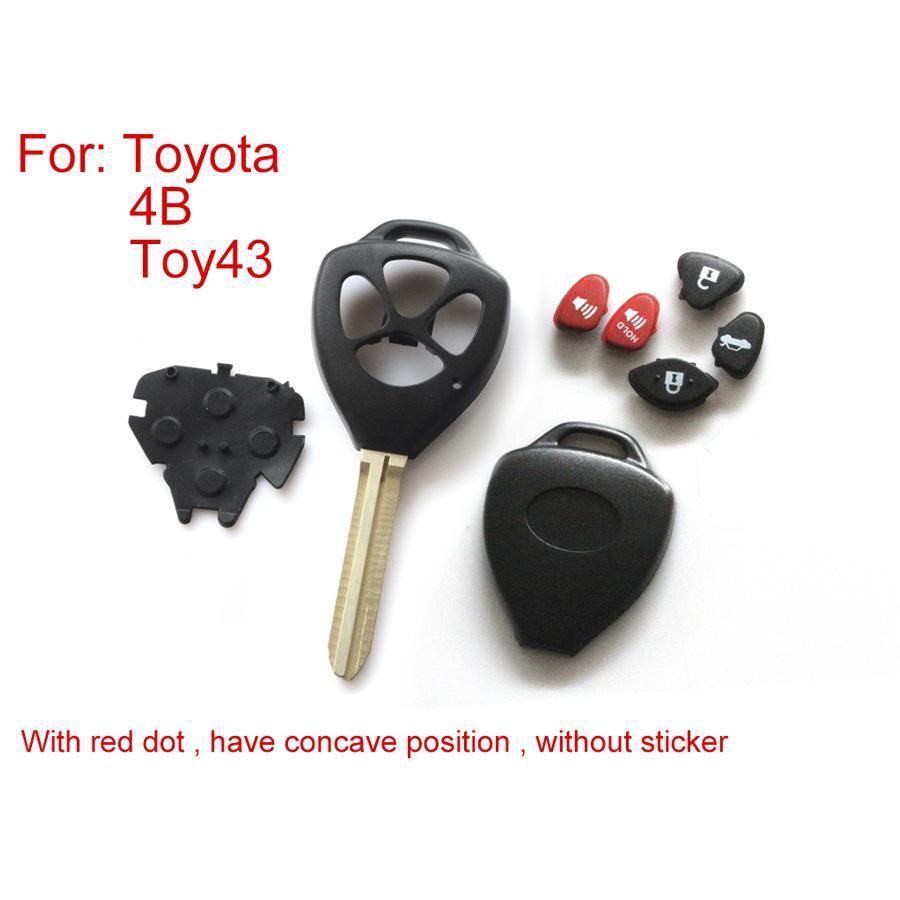 Remote Key Shell 4 Button (Mit Red Dot haben Concave Position ohne Aufkleber) für Toyota 5pcs /lot