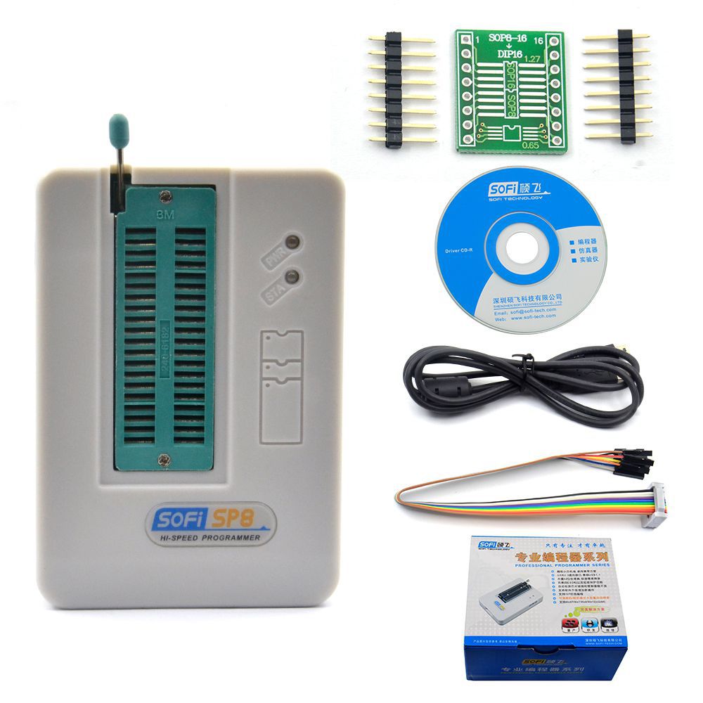 Professional High Speed USB Programmer SOFI SP8-A EEPROM BIOS FLASH ISP 40 Pins Adapter 24 25 93 für Über 4000 IC Chips