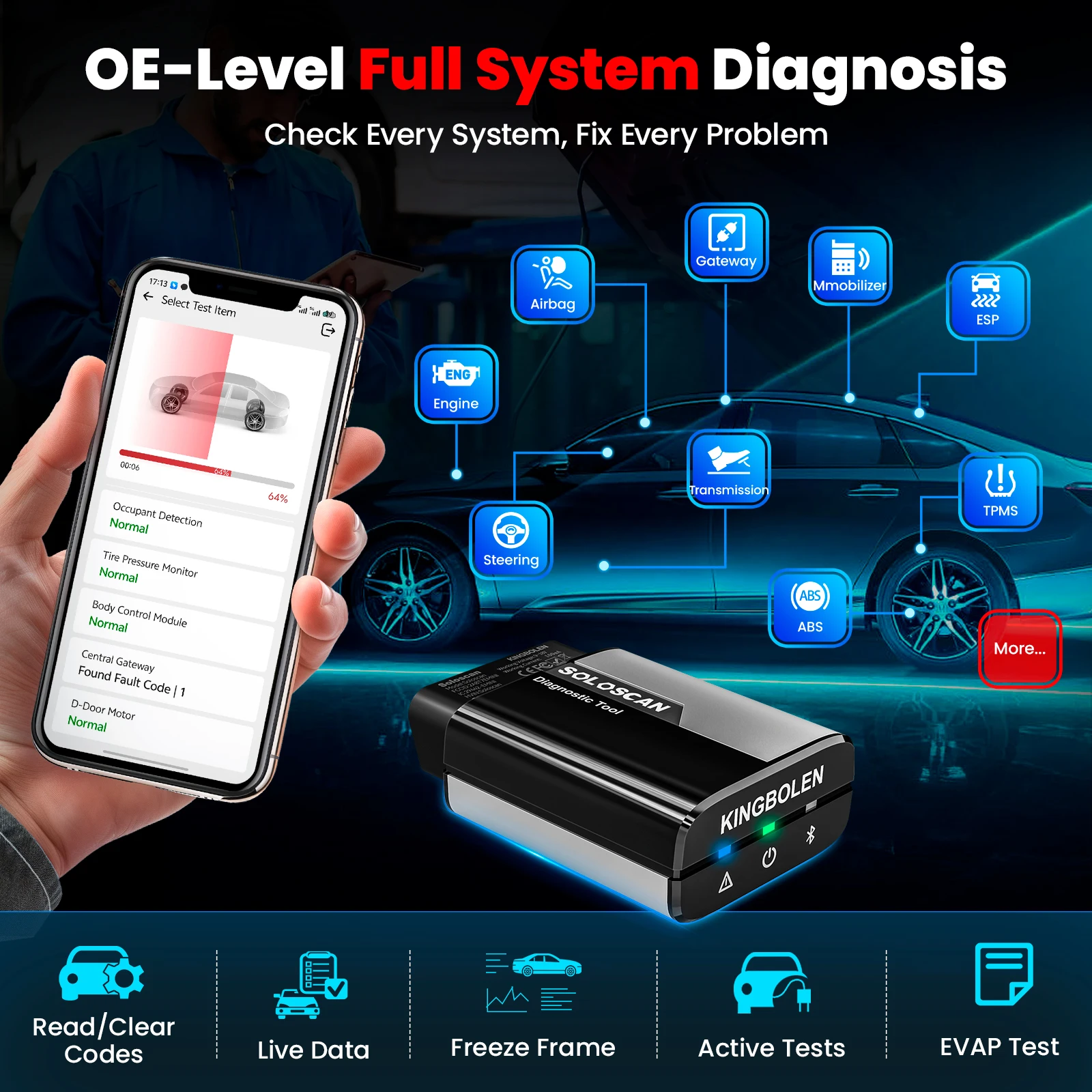 Soloscan für Toyota / Lexus OBD2 Scanner Bluetooth Kostenlose Updates Bidirektionales Scan-Tool für iOS & Android Code Reader