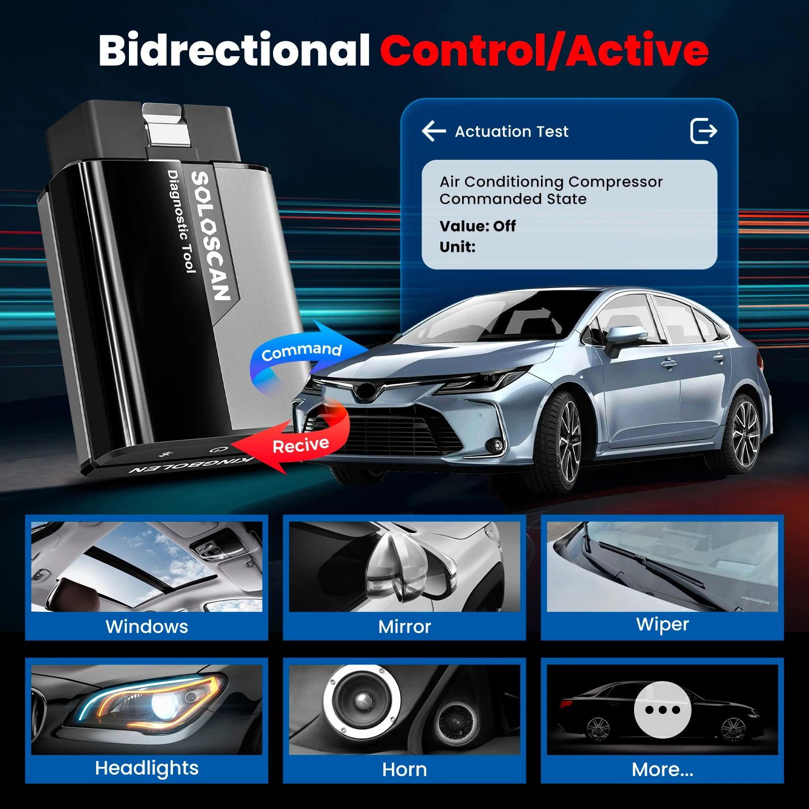 Soloscan für Toyota / Lexus OBD2 Scanner Bluetooth Kostenlose Updates Bidirektionales Scan-Tool für iOS & Android Code Reader