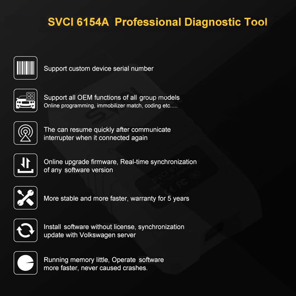 SVCI 6154A Wifi OBD2 Code Scanner Diagnose OKI 6154 support CAN FD and DOIP Protocol