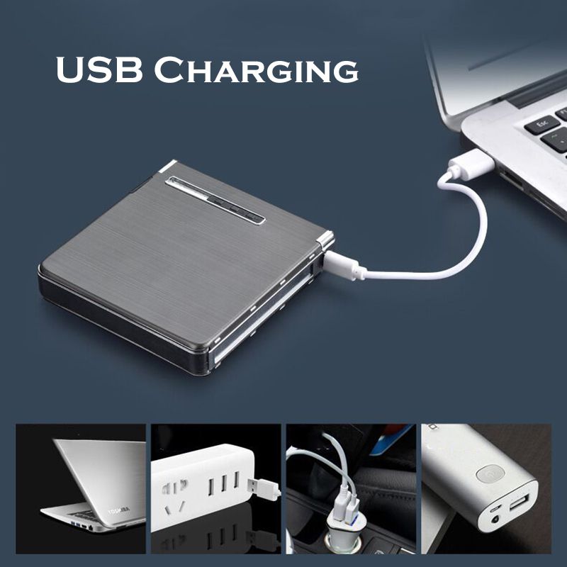 Automatische Ausstoßung Metall -Zigarettenkoffer mit USB -Rechargeable Electric Lighters