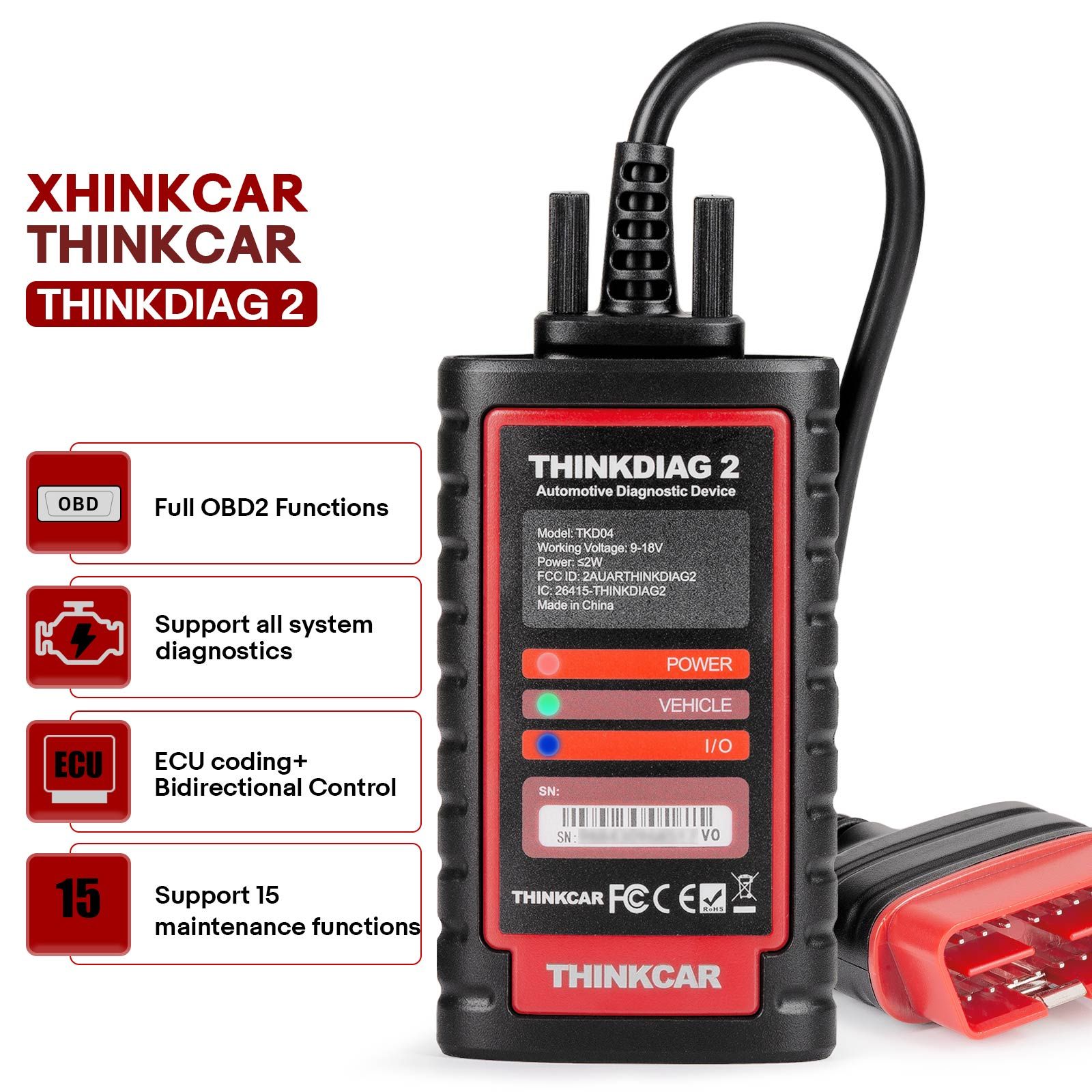 2025 THINKCAR Thinkdiag2 All System Bidirectional Diagnostic Tool with CAN-FD Protocol Auto VIN ECU Coding 15+ Reset Functions One Year Free Update