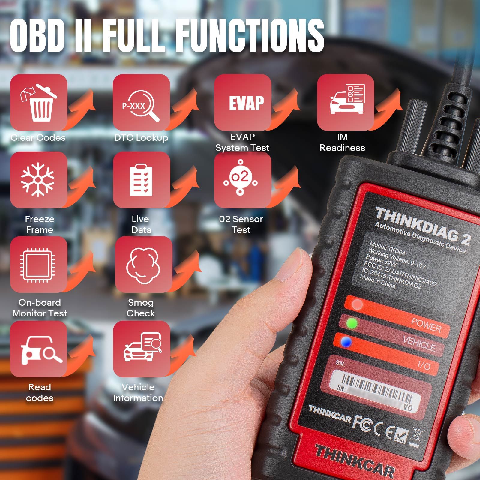 2025 THINKCAR Thinkdiag2 All System Bidirectional Diagnostic Tool with CAN-FD Protocol Auto VIN ECU Coding 15+ Reset Functions One Year Free Update