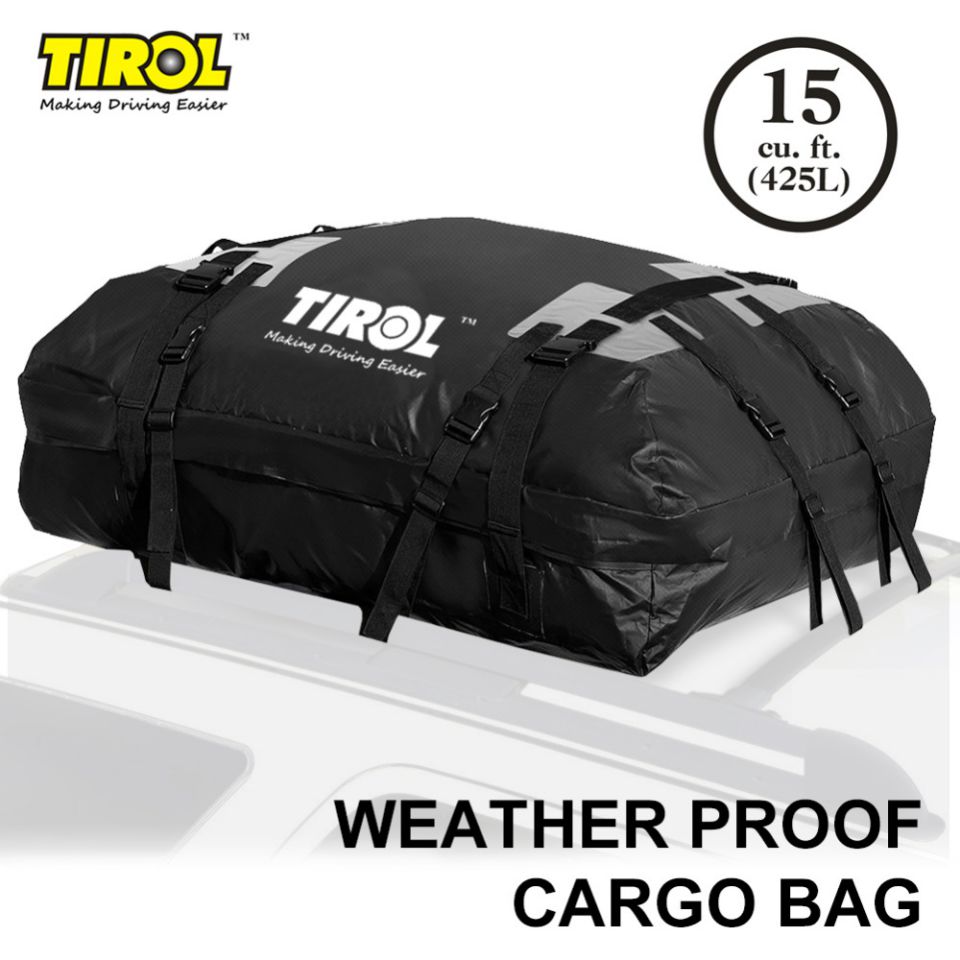 TIROL T24528a Waterproof Roof Top Carrier Cargo Gepäckaufbewahrung Travel Bag (15 Cubic Feet) für Fahrzeuge mit Dachbahnen