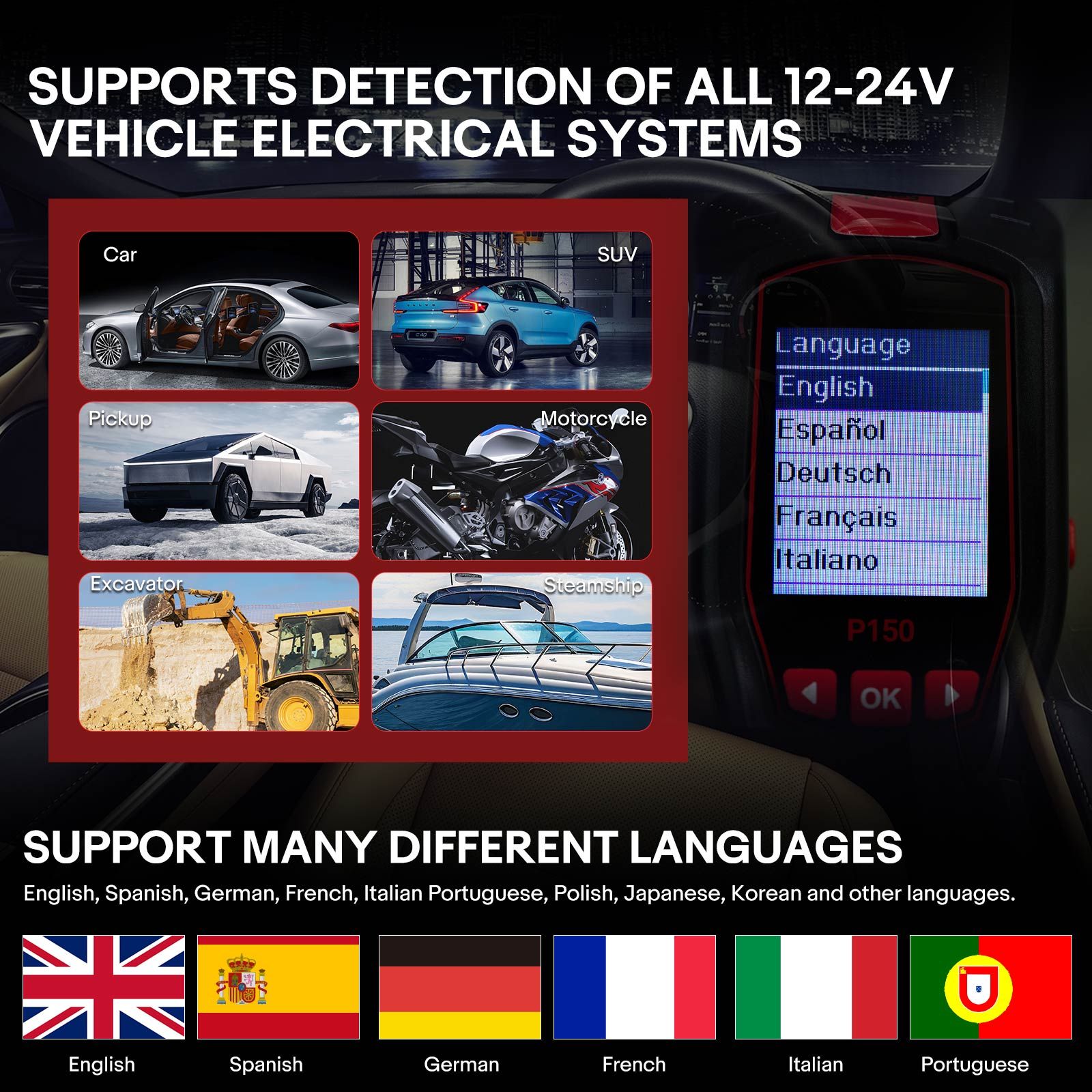 TOPDIAG P150 Electrical Tester 6 - 30 Volt Vehicle Electrical System Diagnostics