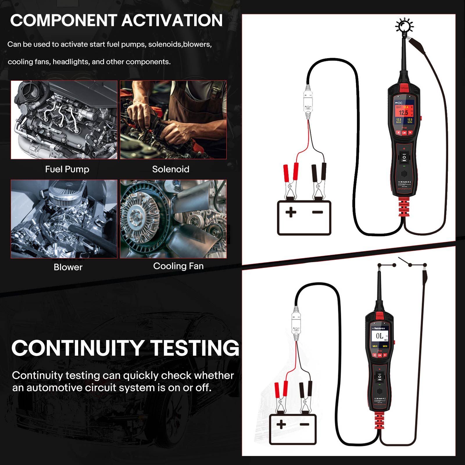 TOPDIAG P150 Electrical Tester 6 - 30 Volt Vehicle Electrical System Diagnostics
