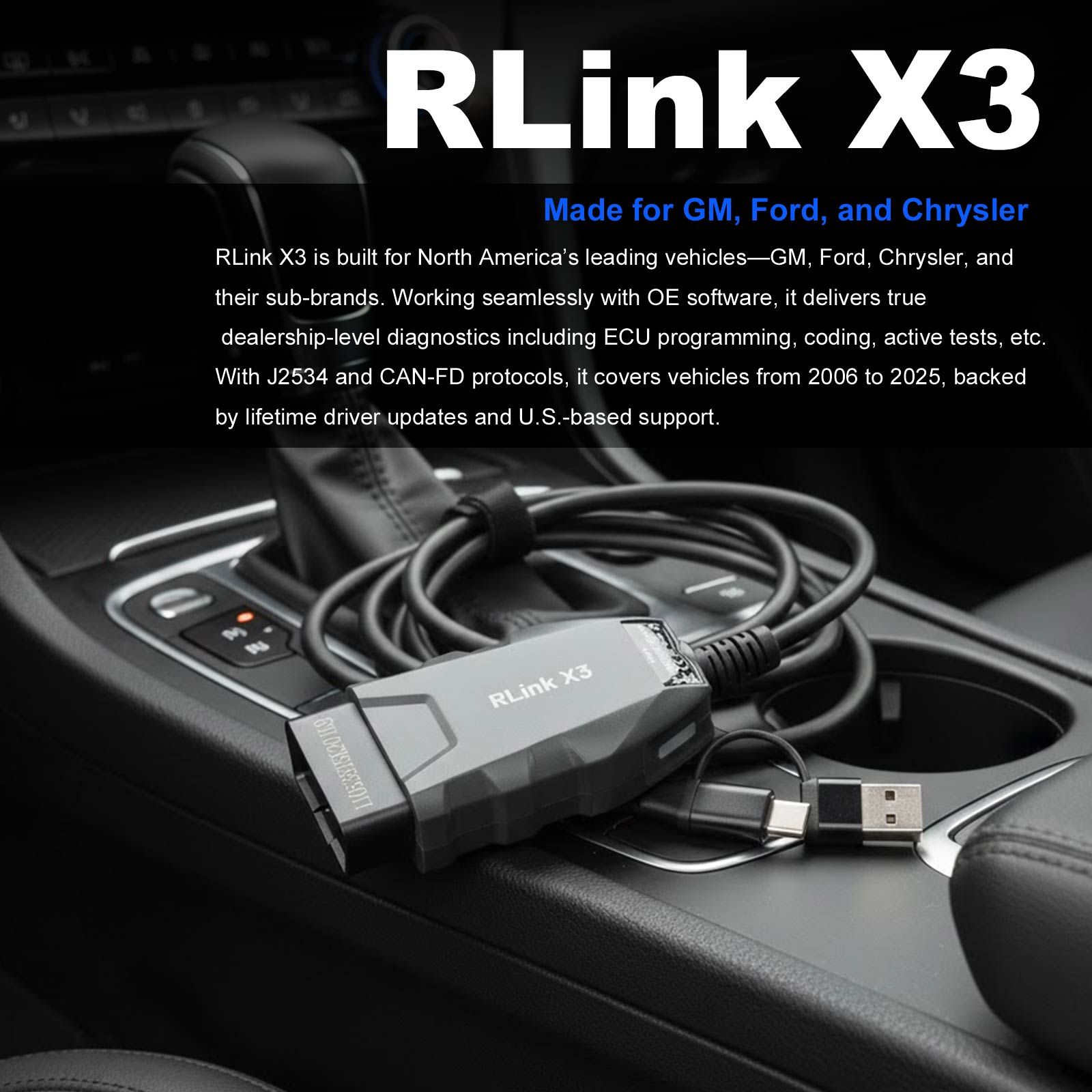 2026 TOPDON RLink X3 J2534 Pass-through Programmer für US-Fahrzeugmarken für GM, Ford und Chrysler