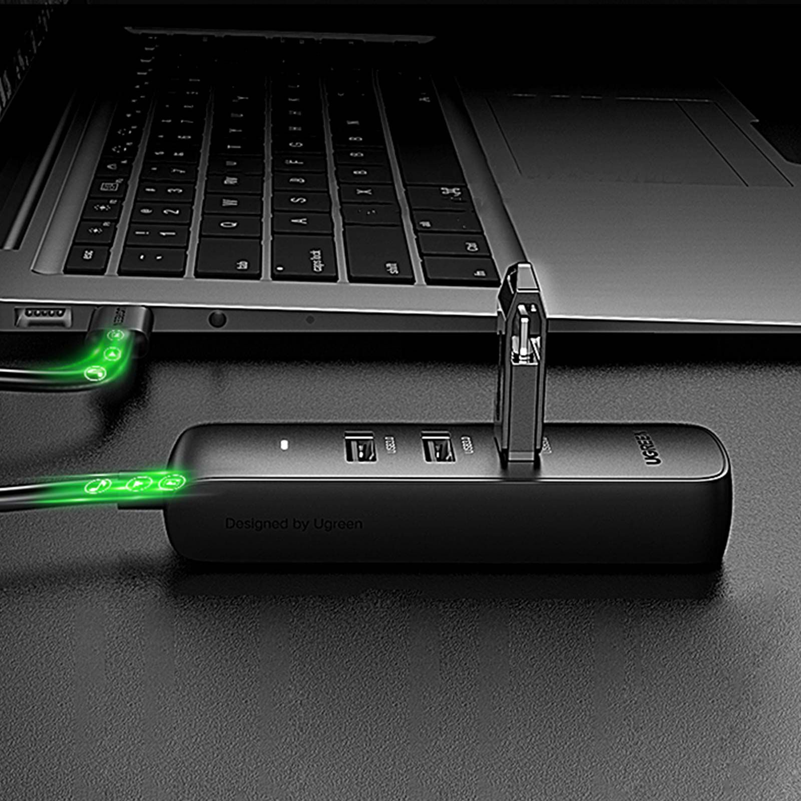 UGREEN USB 2.0 Hub Ethernet Adapter USB Splitter USB auf RJ45 Adapter Kabel