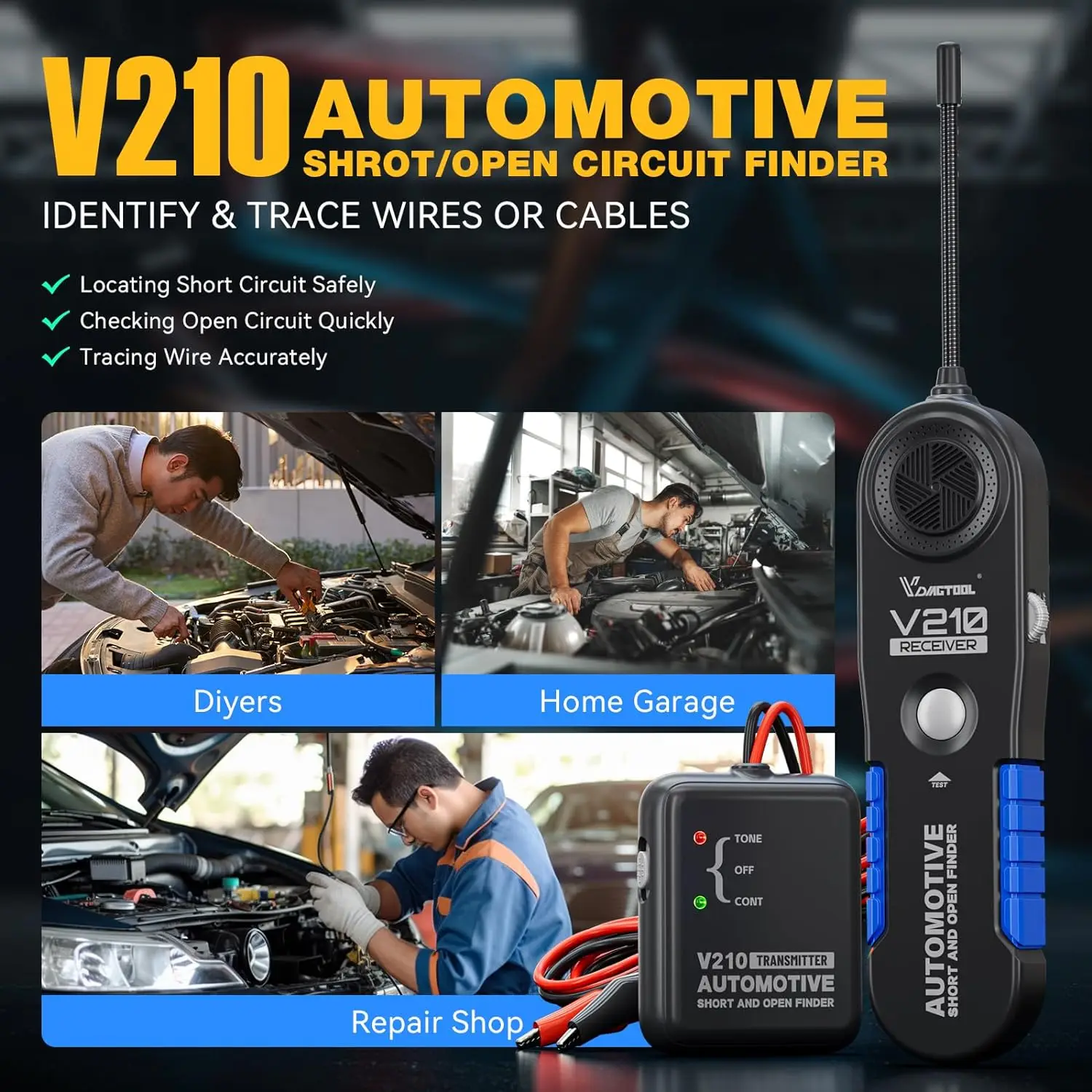 VDIAGTOOL V210 Automotive Circuit Tester Auto Elektrischer Tester Open & Short Finder Drahtbrecher Finder Fehlersonde Kabel Tracker