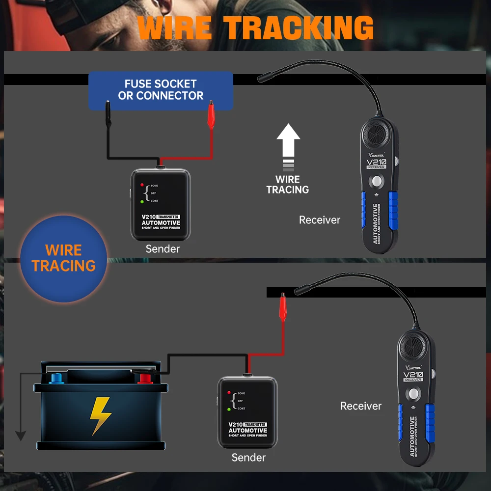 VDIAGTOOL V210 Automotive Circuit Tester Auto Elektrischer Tester Open & Short Finder Drahtbrecher Finder Fehlersonde Kabel Tracker