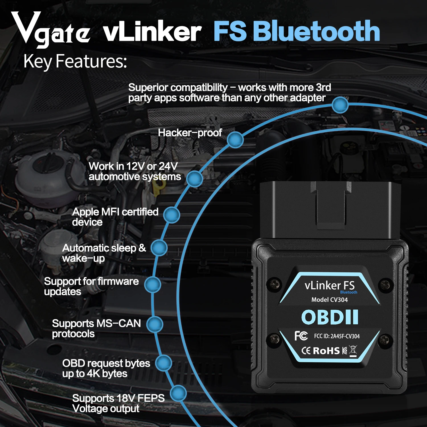 Vgate vLinker FS BT Version Bluetooth OBD2 Scanner für Ford FORScan HS MS KÄNNEN Autodiagnose-Werkzeuge für IOS Android