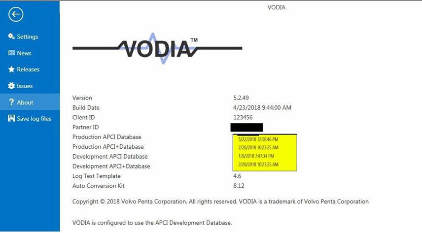 Die neueste Version Volvo Vodia Penta VODIA 5.2.50 mit One Time Free Activation funktioniert mit VOCOM