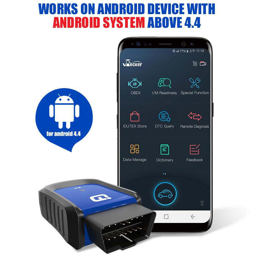 VPECKER E4 Phone Bluetooth Full System OBDII Scan Tool für Android Support ABS Bleeding /Battery /DPF /EPB /Injector /Oil Reset /TPMS