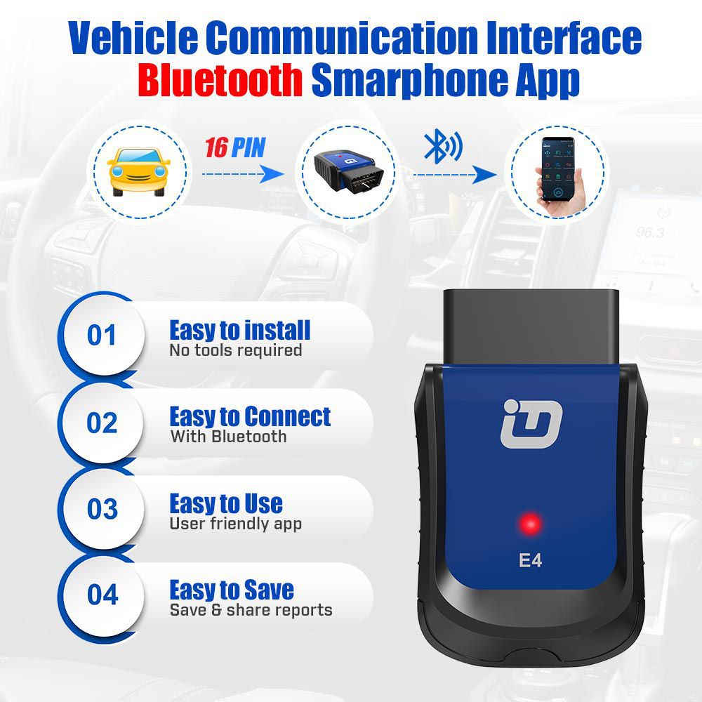VPECKER E4 Phone Bluetooth Full System OBDII Scan Tool für Android Support ABS Bleeding /Battery /DPF /EPB /Injector /Oil Reset /TPMS