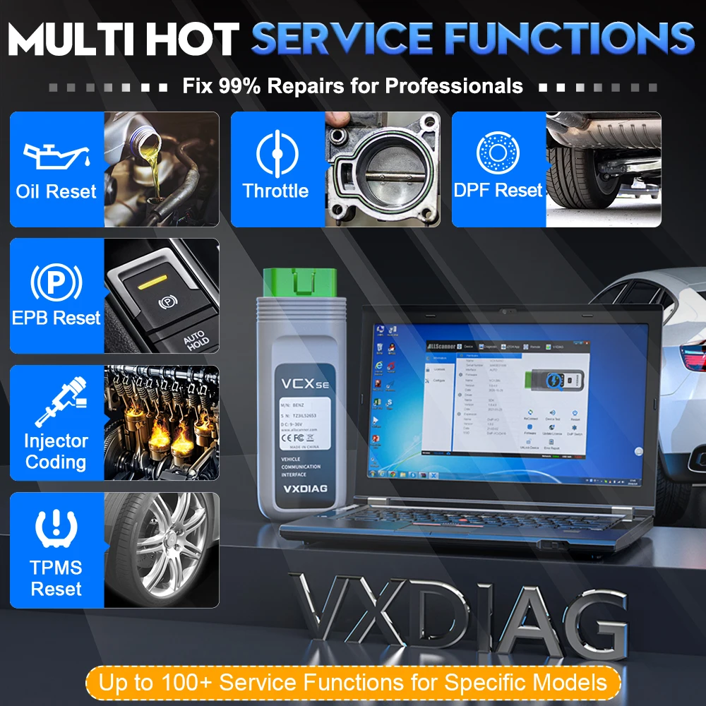 VXDIAG VCX SE for Peugeot Diagnostic Tool for Citroen Car OBD2 Scanner Code Reader ECU Coding J2534 Programming DoIP for PSA