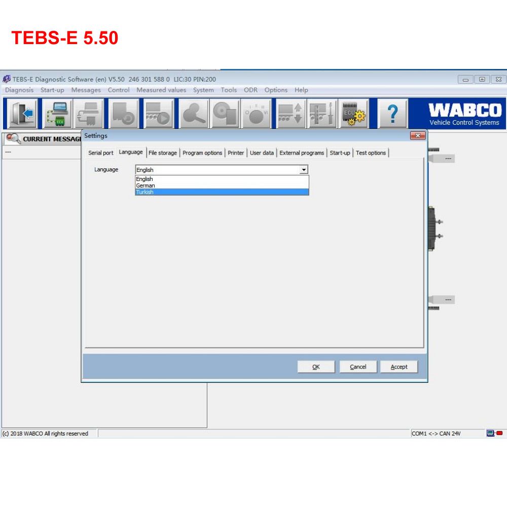 Wabco Diagnostic Software Wabco TEBS-E 5.50 + Neue Activator Englische und Deutsche Version